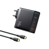 Mcdodo Ch 2913 140w Gan5 Pro Fast Charger With Two Usb C Ports And One Usb A Port + 1.2 M 240w Usb C To Usb C Cable, Compatible With Macbooks, Iphones, Samsung Galaxy, Huawei, Xiaomi, Dell, Lenovo, And More – Black